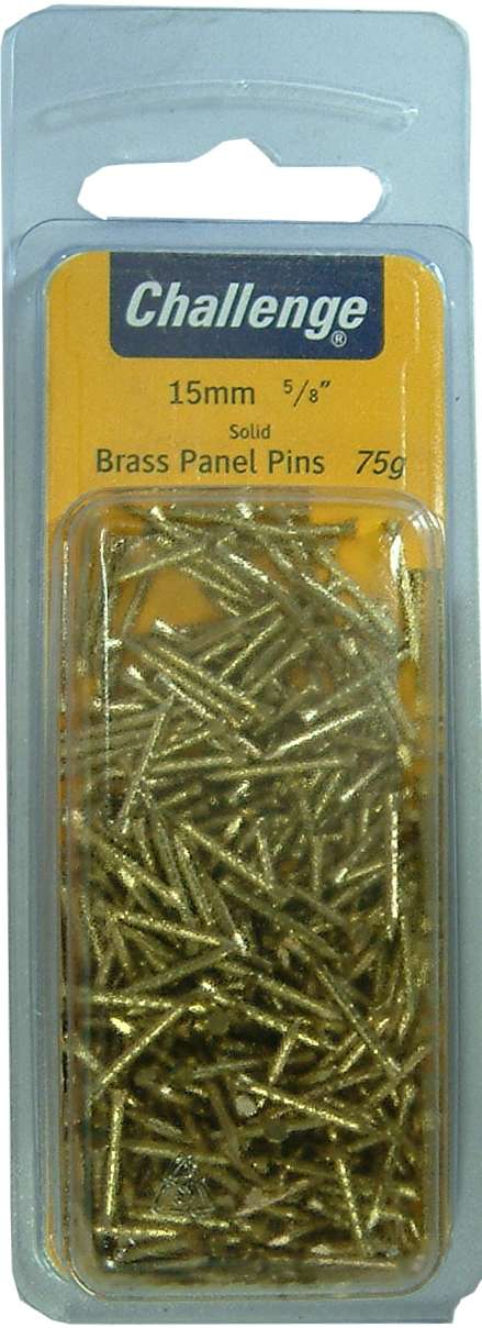 Challenge Panel Pins Brass - 75gm Blister Pack 15mm