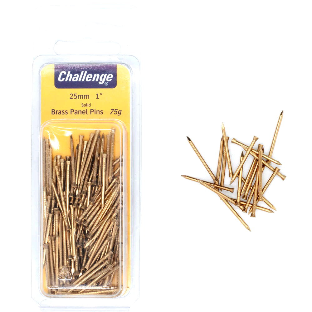 Challenge Panel Pins Brass - 75gm Blister Pack 25mm