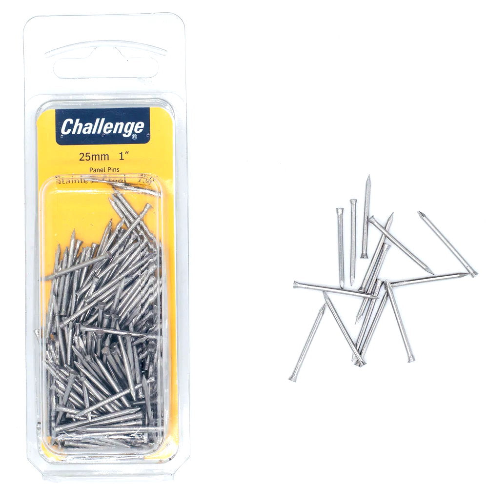 Challenge Panel Pins Stainless Steel - 75gm Blister Pack 25mm