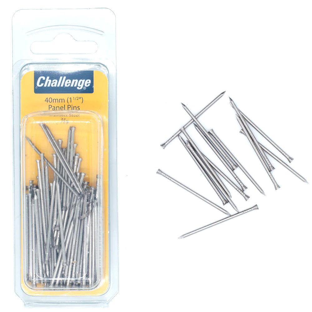 Challenge Panel Pins Stainless Steel - 75gm Blister Pack 40mm