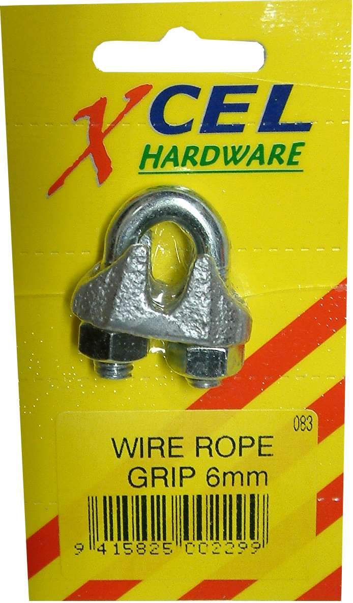 Xcel Wire Rope Grip Standard Galvanised 8mm Carded