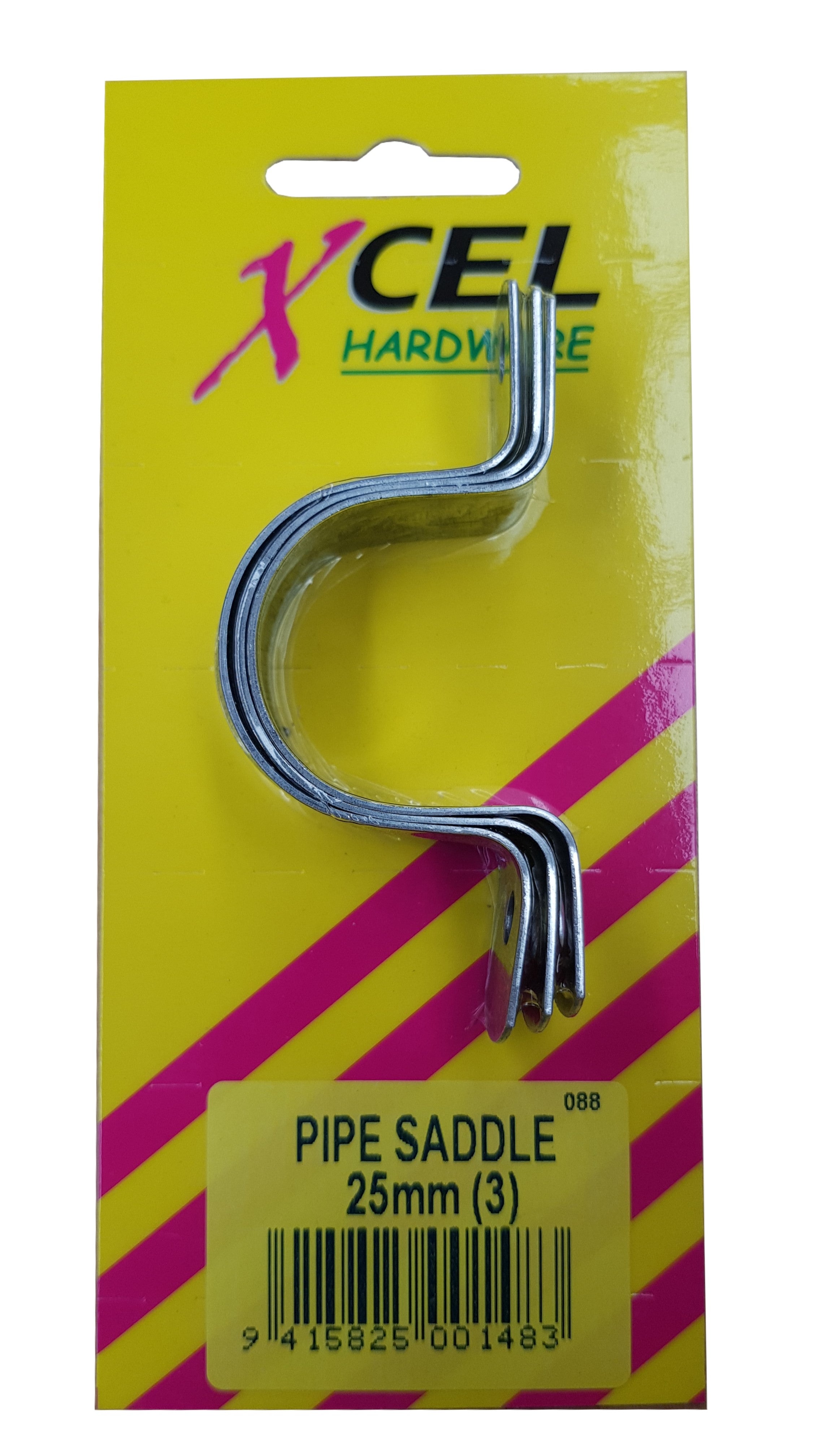 Xcel Pipe Saddles - Galvanised 3-pce 25mm Carded