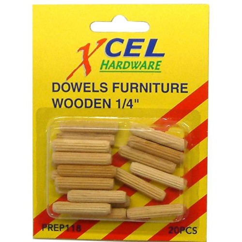 Xcel Wooden Furniture Dowels 20-pce 6mm Carded