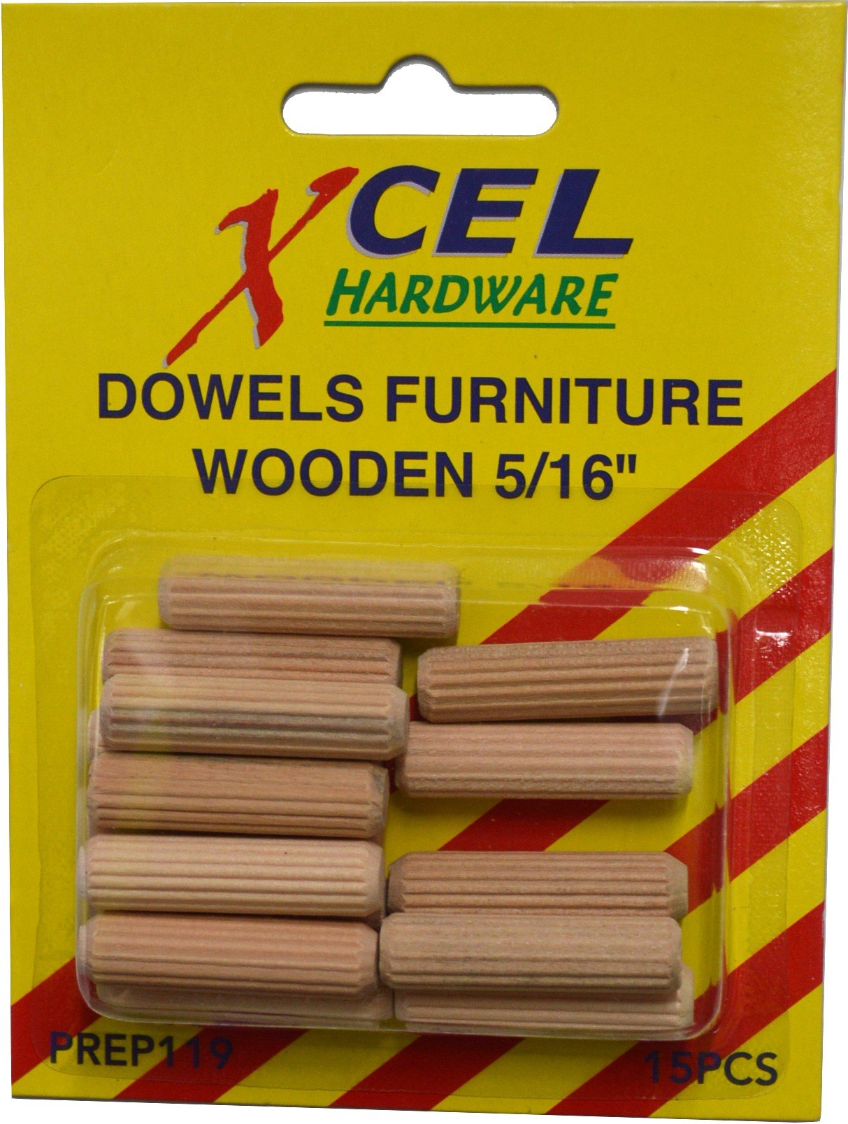 Xcel Wooden Furniture Dowels 15-pce 8mm Carded