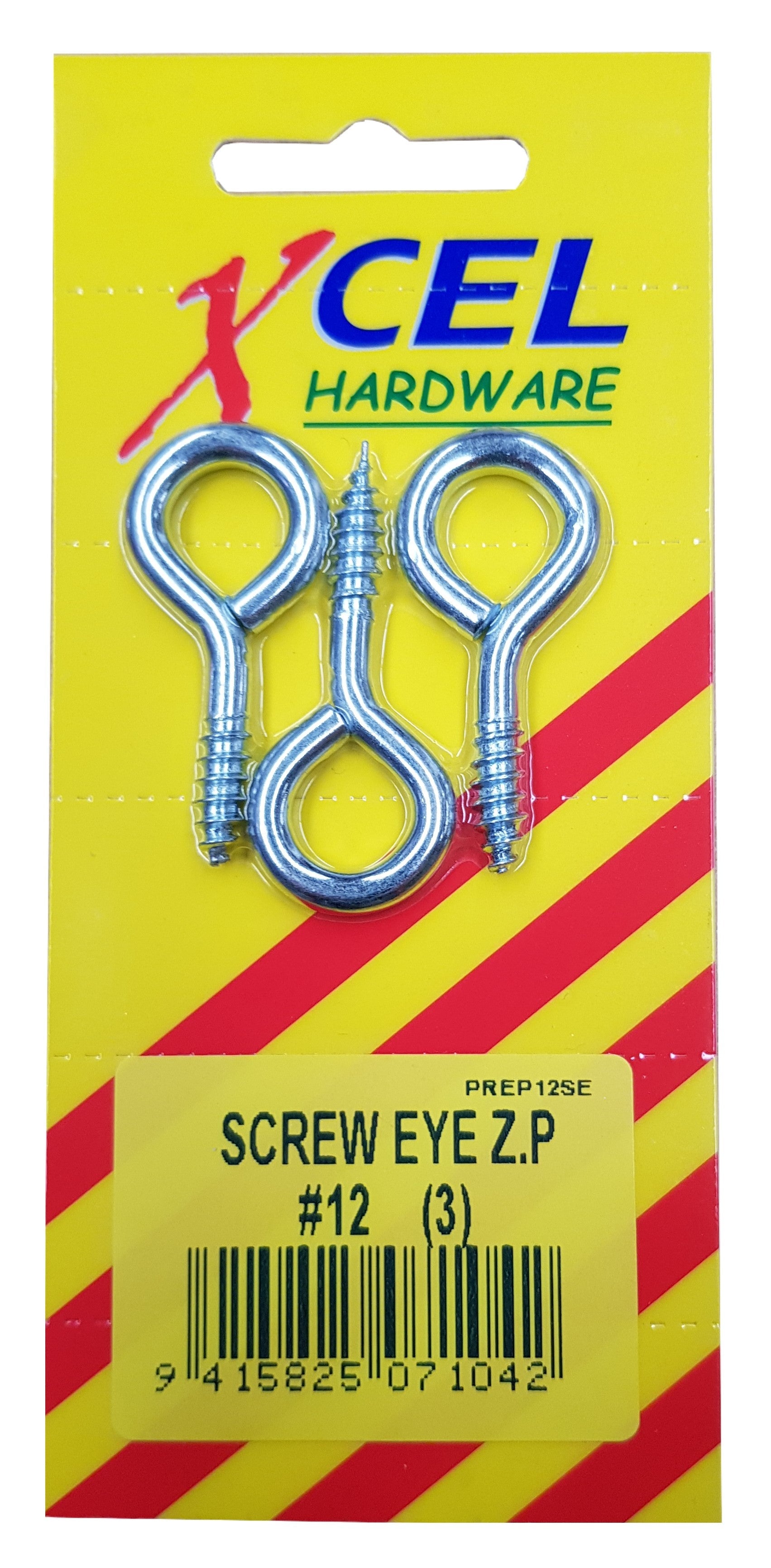 Xcel Screw Eyes ZP #12 3-pce 45mm x 4.2mm Carded