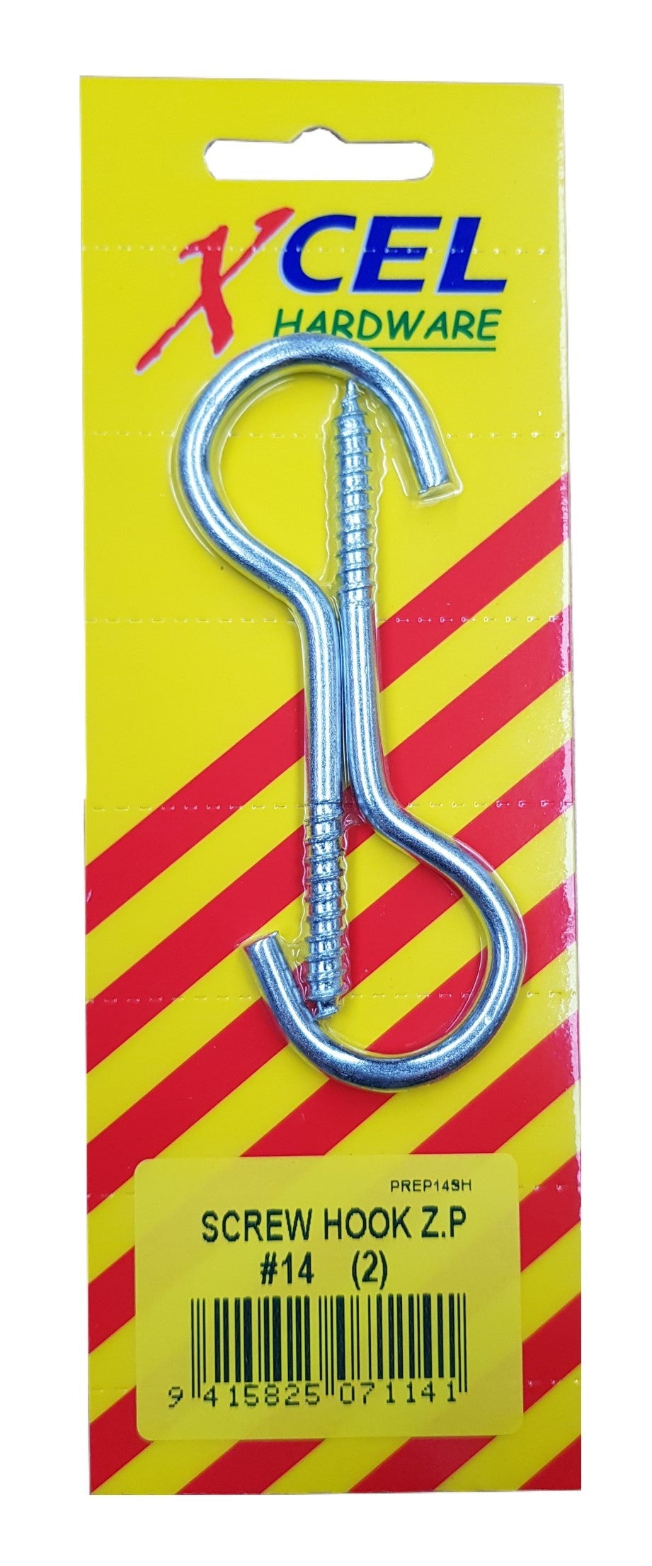 Xcel Screw Hooks ZP #14 2-pce 89mm x 4.9mm Carded