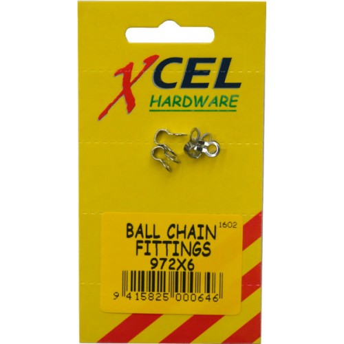 Xcel Ball Chain Attachments CP 4-pce #6 Carded