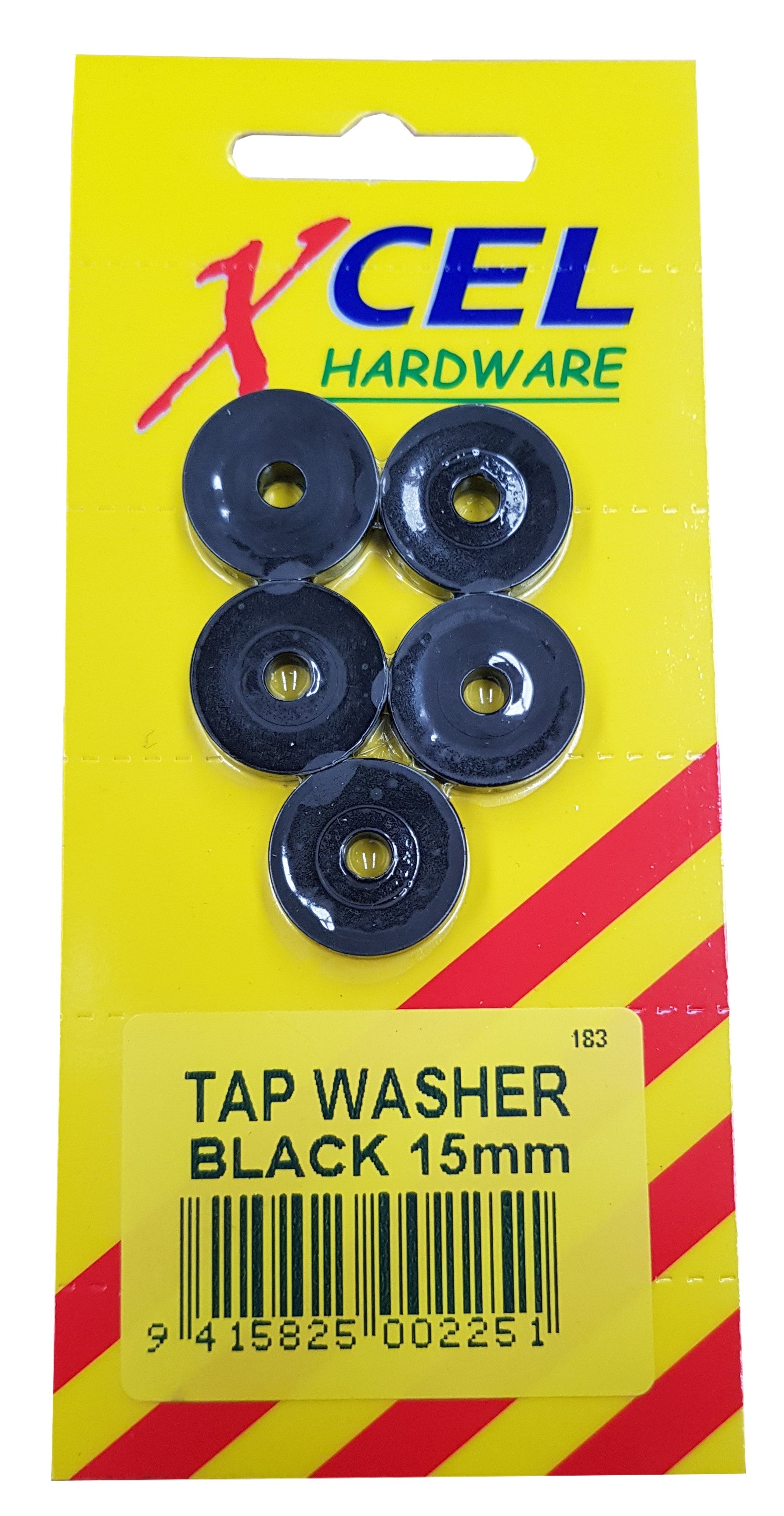 Xcel Tap Washers - Black 5-pce 15mm Carded