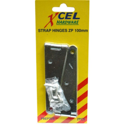 Xcel Strap Hinges ZP 2-pce 100mm Carded