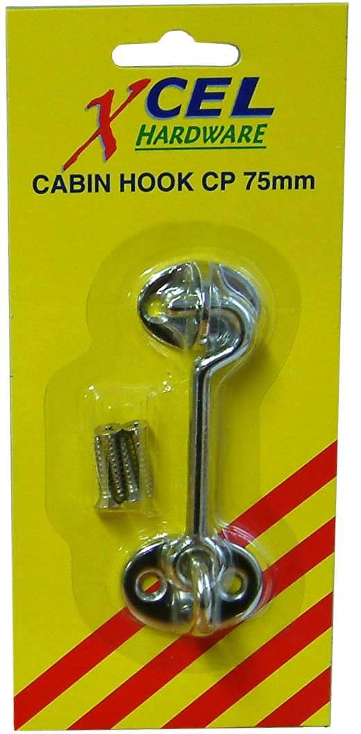 Xcel Cabin Hook - CP on Brass 50mm Carded