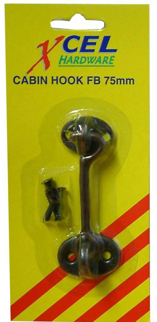 Xcel Cabin Hook - FB on Brass 100mm Carded