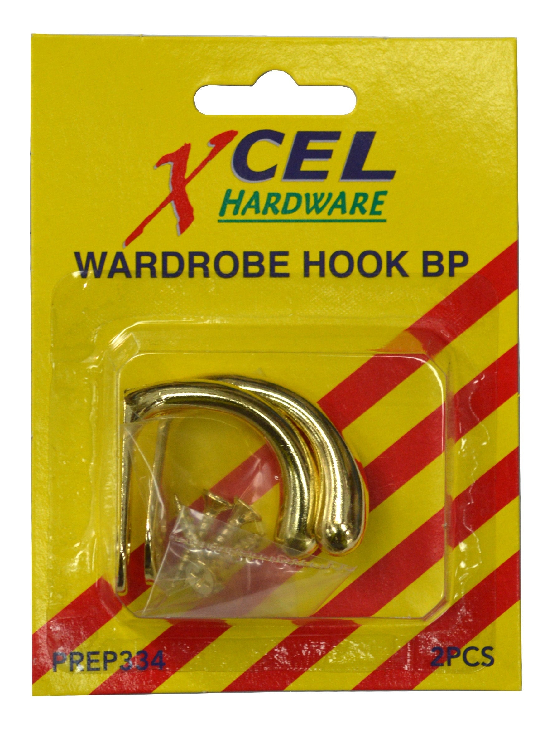 Xcel Wardrobe Hooks PB 2-pce Carded