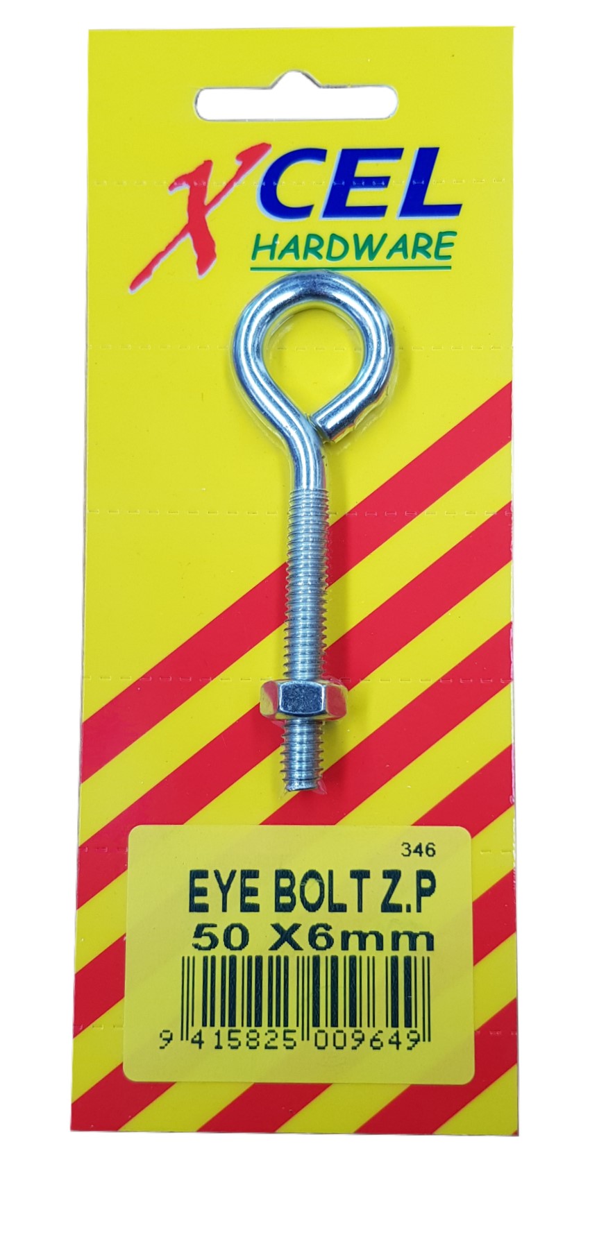 Xcel Eye Bolt & Nut ZP 50mm x 6mm Carded