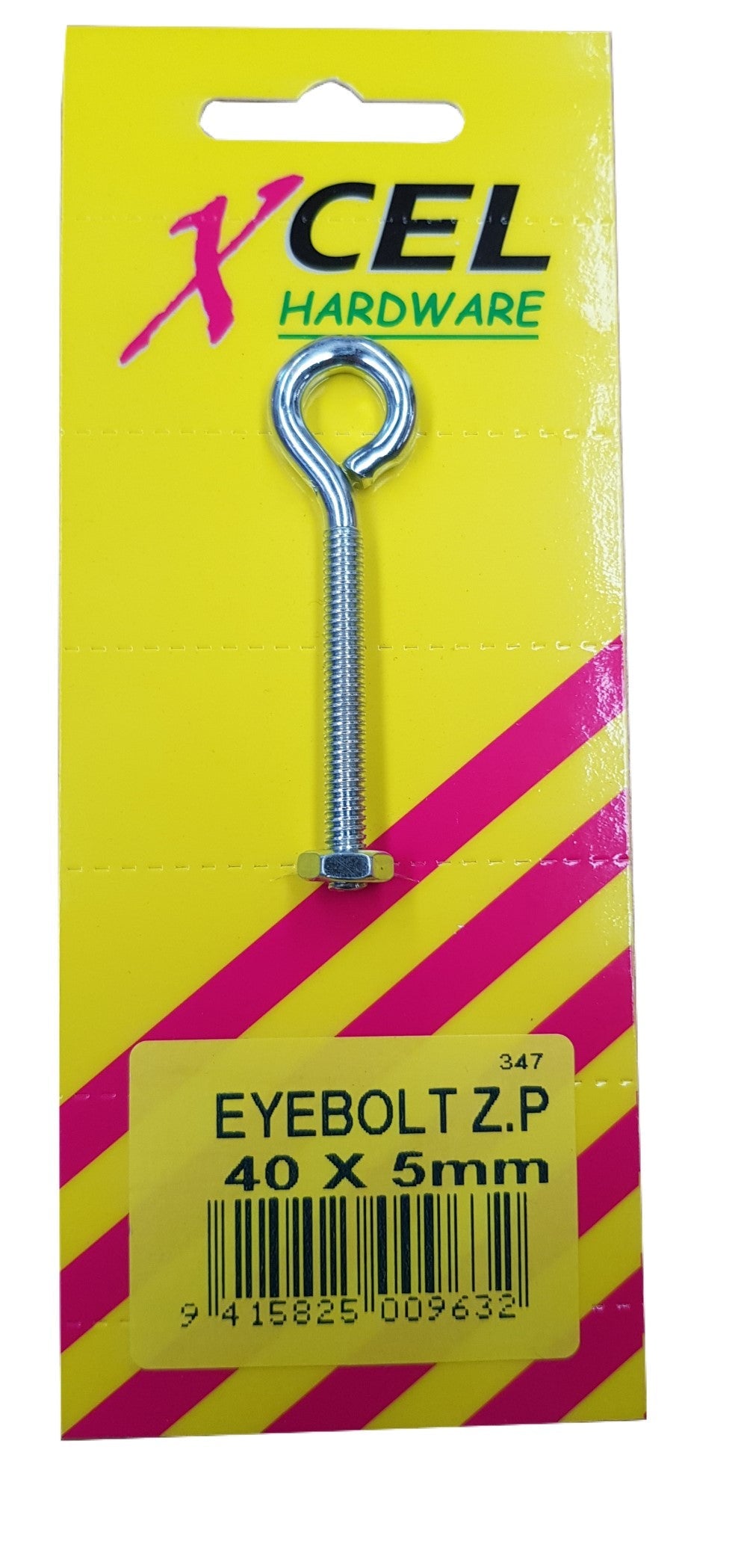 Xcel Eye Bolt & Nut ZP 40mm x 5mm Carded