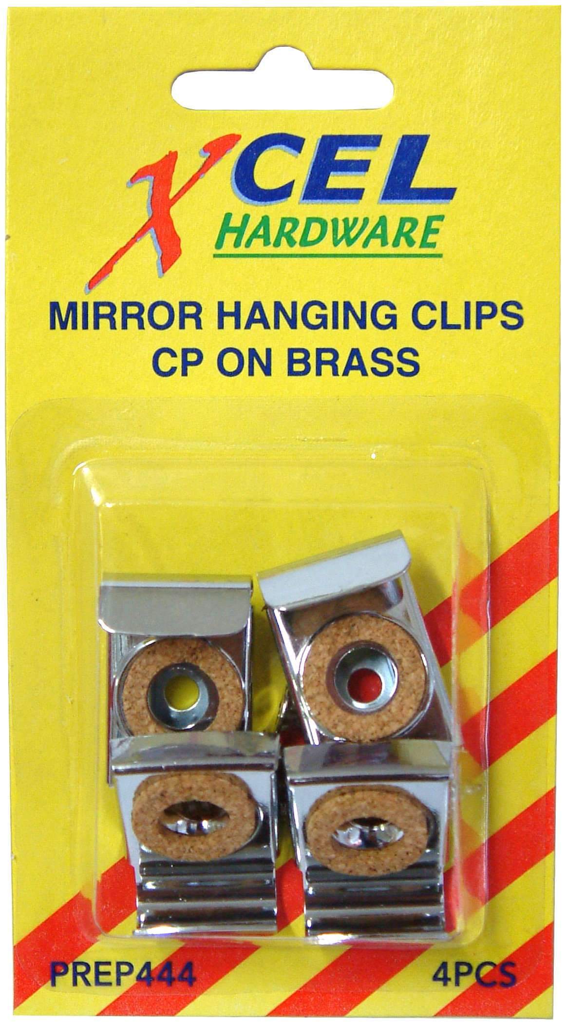 Xcel Mirror Hanging Clip Set - CP on Brass 4-pce Carded