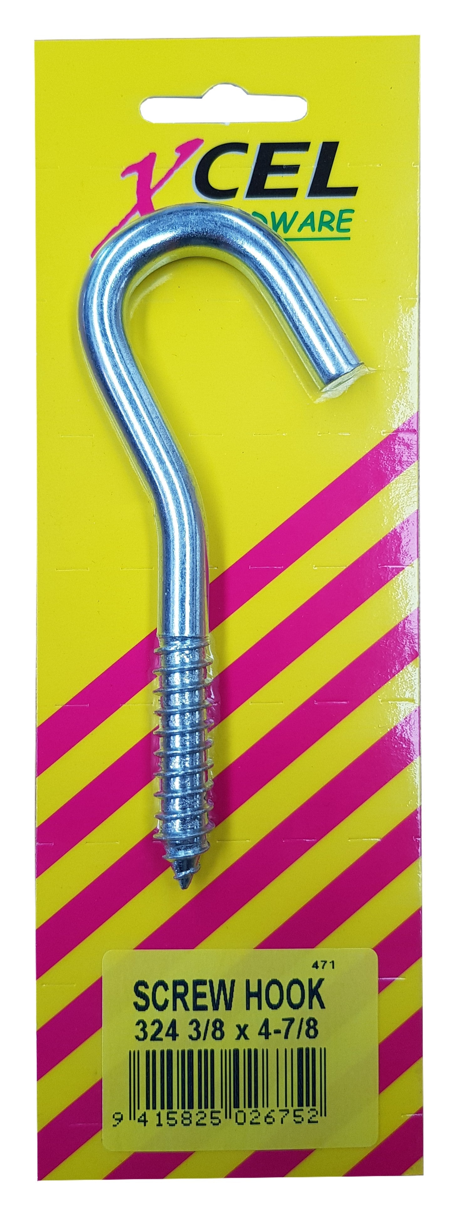 Xcel Screw Hook ZP #324 4-7/8 x 3/8 inch Carded