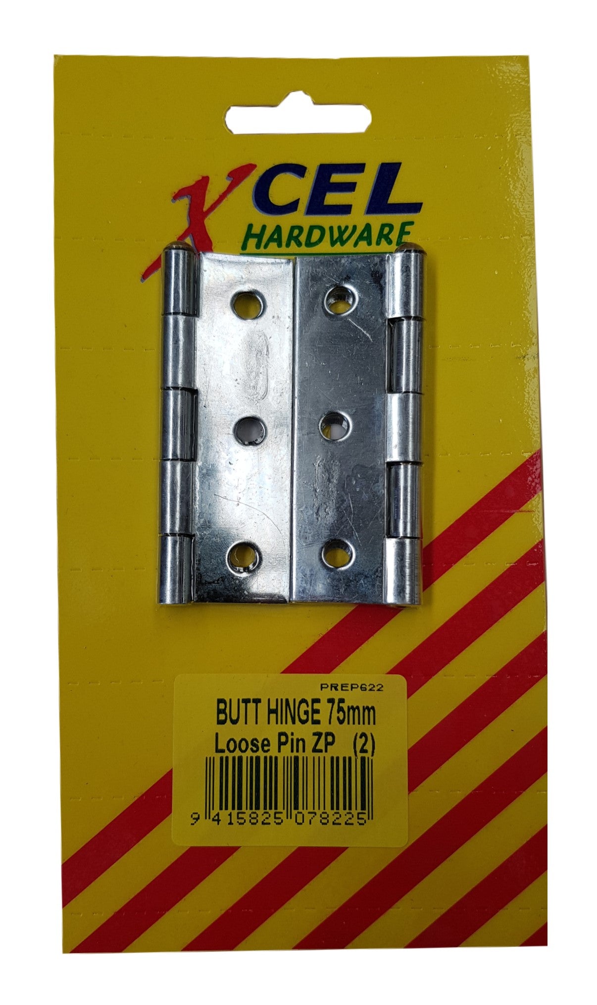 Xcel Butt Hinges - ZP Loose Pin 2-pce 75mm Carded