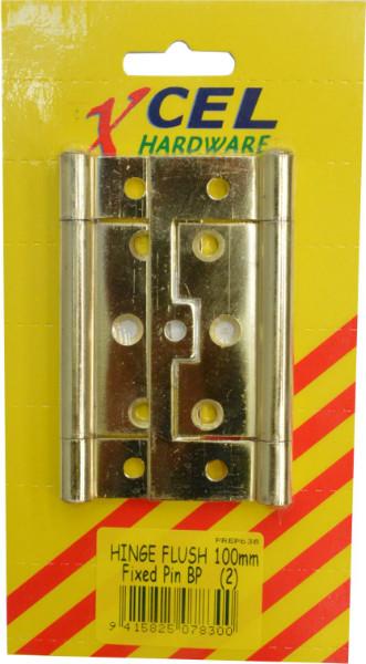 Xcel Flush Hinges - BP Fixed Pin 2-pce 100mm Carded