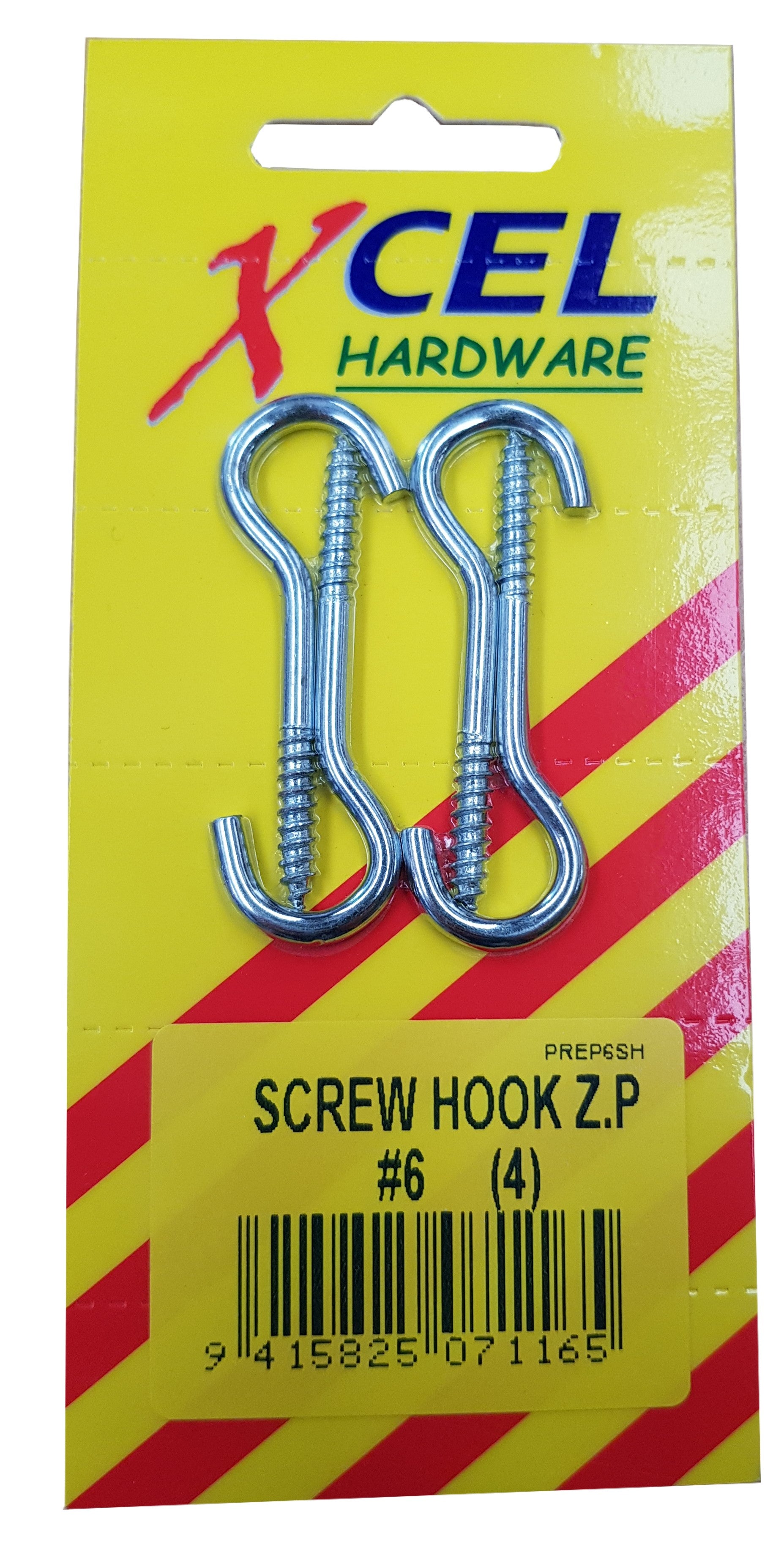 Xcel Screw Hooks ZP #6 4-pce 51mm x 3.1mm Carded