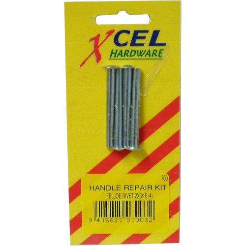 Xcel Felloe Rivets 4-pce 50mm x 5mm Carded