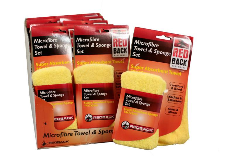 Redback Microfibre Towel & Sponge Set