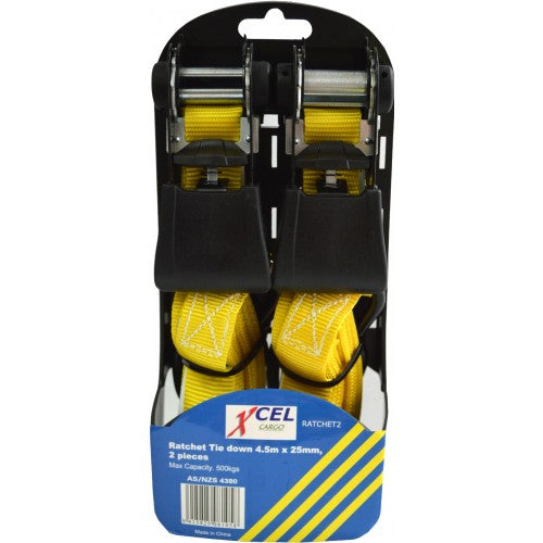 Xcel Ratchet Tiedown Set 2-pce 4.5m x 25mm