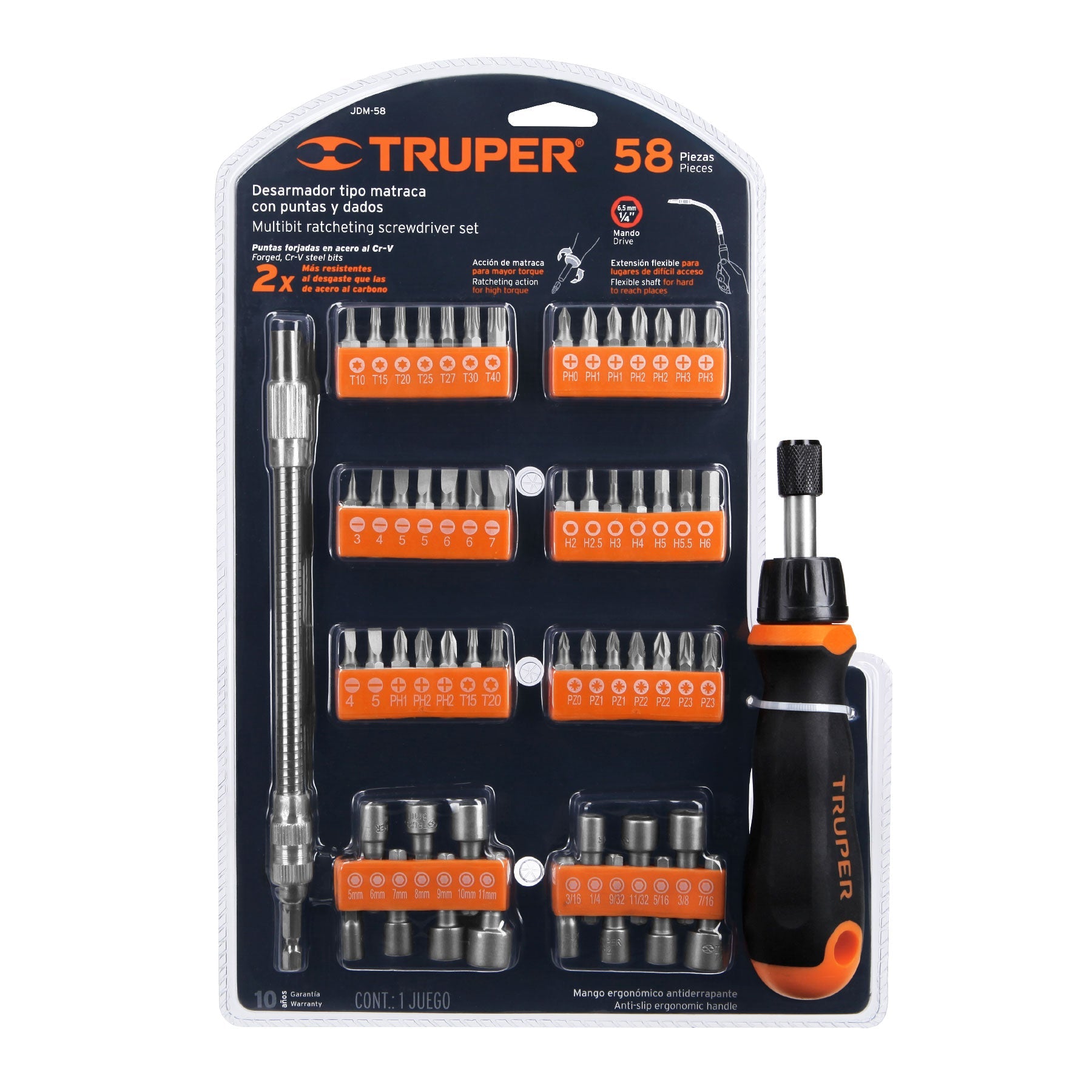 Truper Ratchet Screwdriver Set - 58 Piece 18220