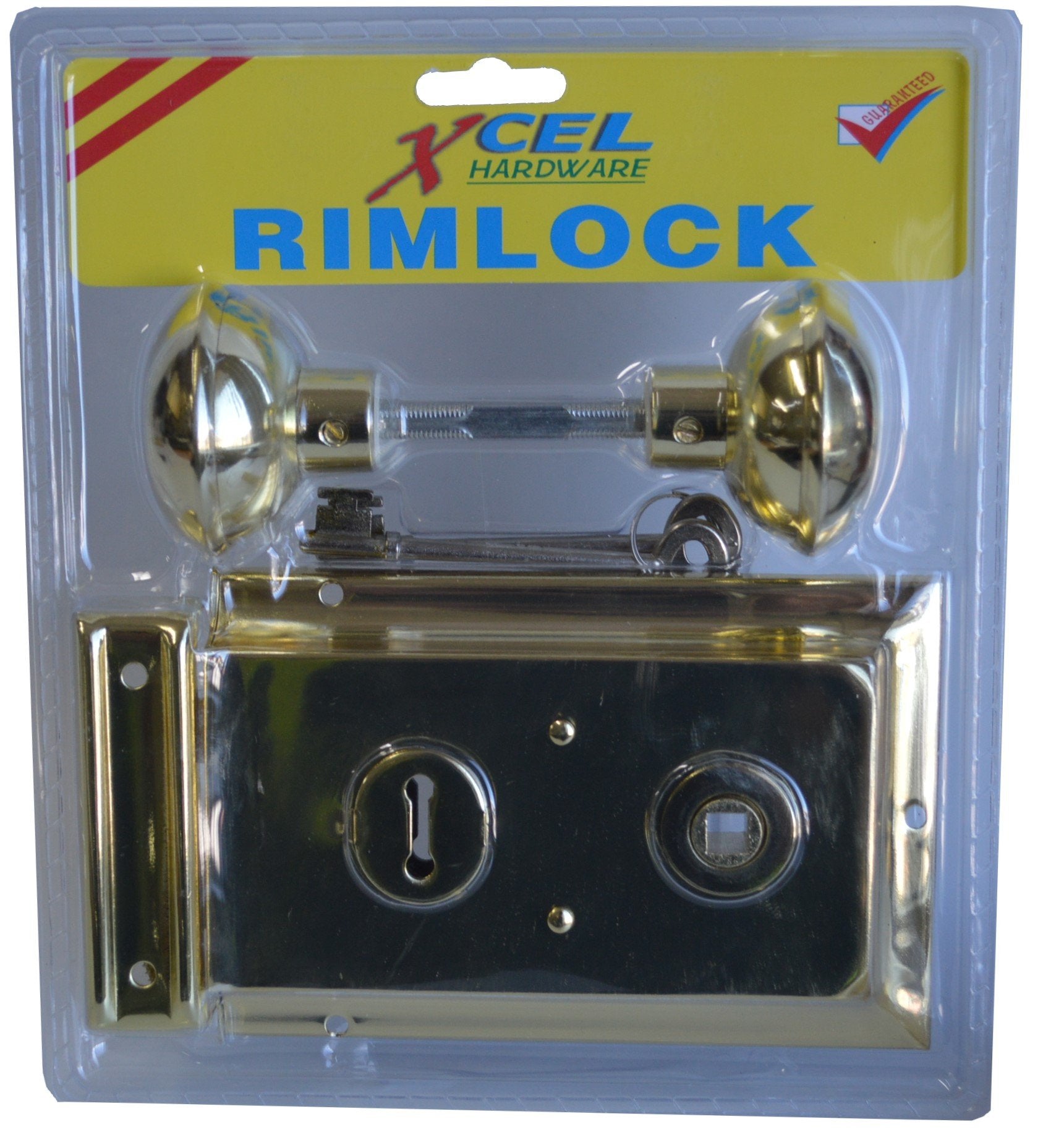 Xcel Rim Lock with Handles - Brass Plated 150mm x 100mm