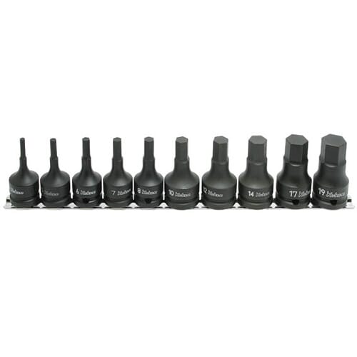 Koken RS14012M/10-L60 Impact inhex Socket Set On Rail 10pc 1/2 in Dr 4-19mm