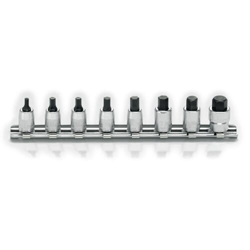 Koken RS2010A-25 inhex Socket Set On Rail 8pc 1/4 in Dr 1/8-3/8 in