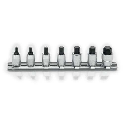 Koken RS2010M-25 inhex Socket Set On Rail 7pc 1/4 in Dr 3-10mm