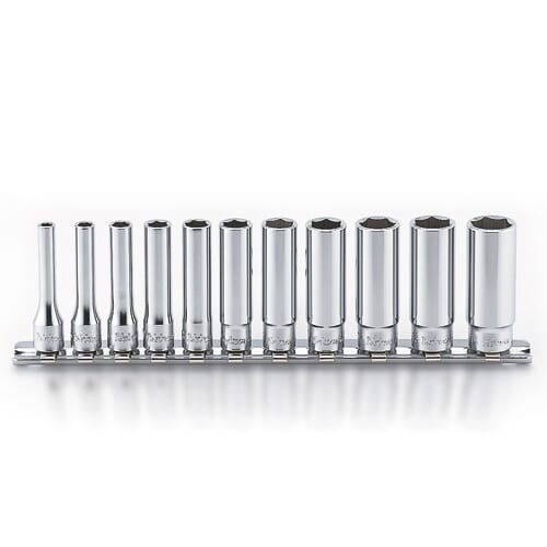 Koken RS2300M Deep Socket Set On Rail 6pt 11pc 1/4 in Dr 4-14mm