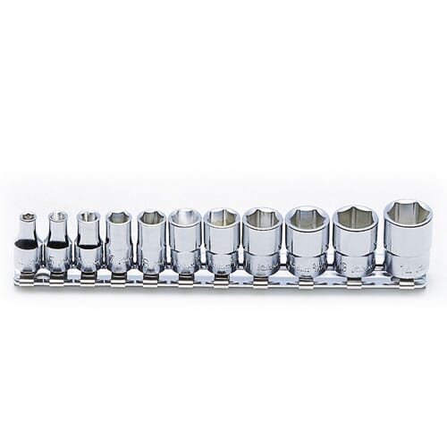 Koken RS2400M Socket Set On Rail 6pt 11pc 1/4 in Dr 4-14mm