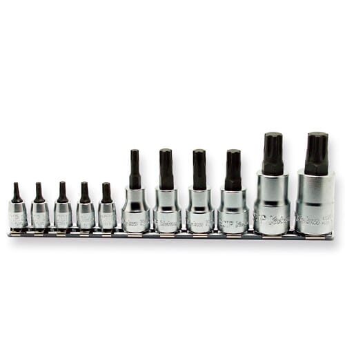 Koken RSX025IP Torx Plus Bit Socket Set on Rail 11pc 1/4 in Dr 10IP-27IP, 3/8 in Dr 30IP-50IP & 1/2 in Dr 55IP-60IP