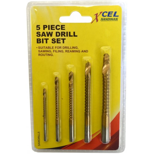 Xcel Saw Drill Set Titanium Coated 3mm-8mm 5-pce