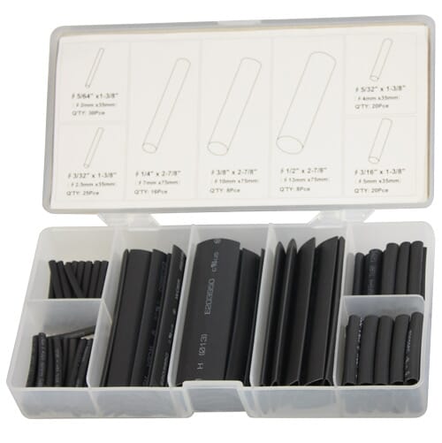 Upgrade TS127 Heat Shrink Tubing Set Black 127pc