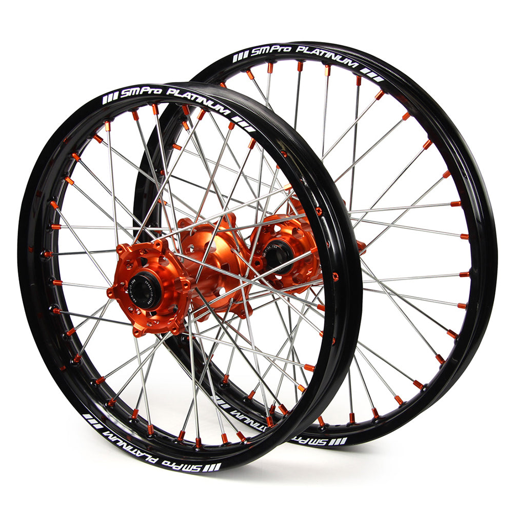 Wheel Set Smpro Front & Rear Orange Hub Black Rims