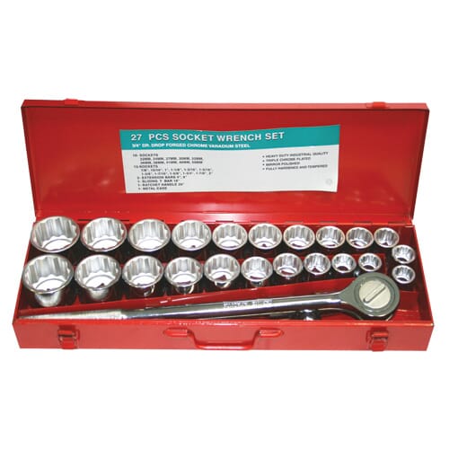 Worldwide 6027 3/4 in Dr Socket Set 27pc 7/8 in -2 in , 22-50mm