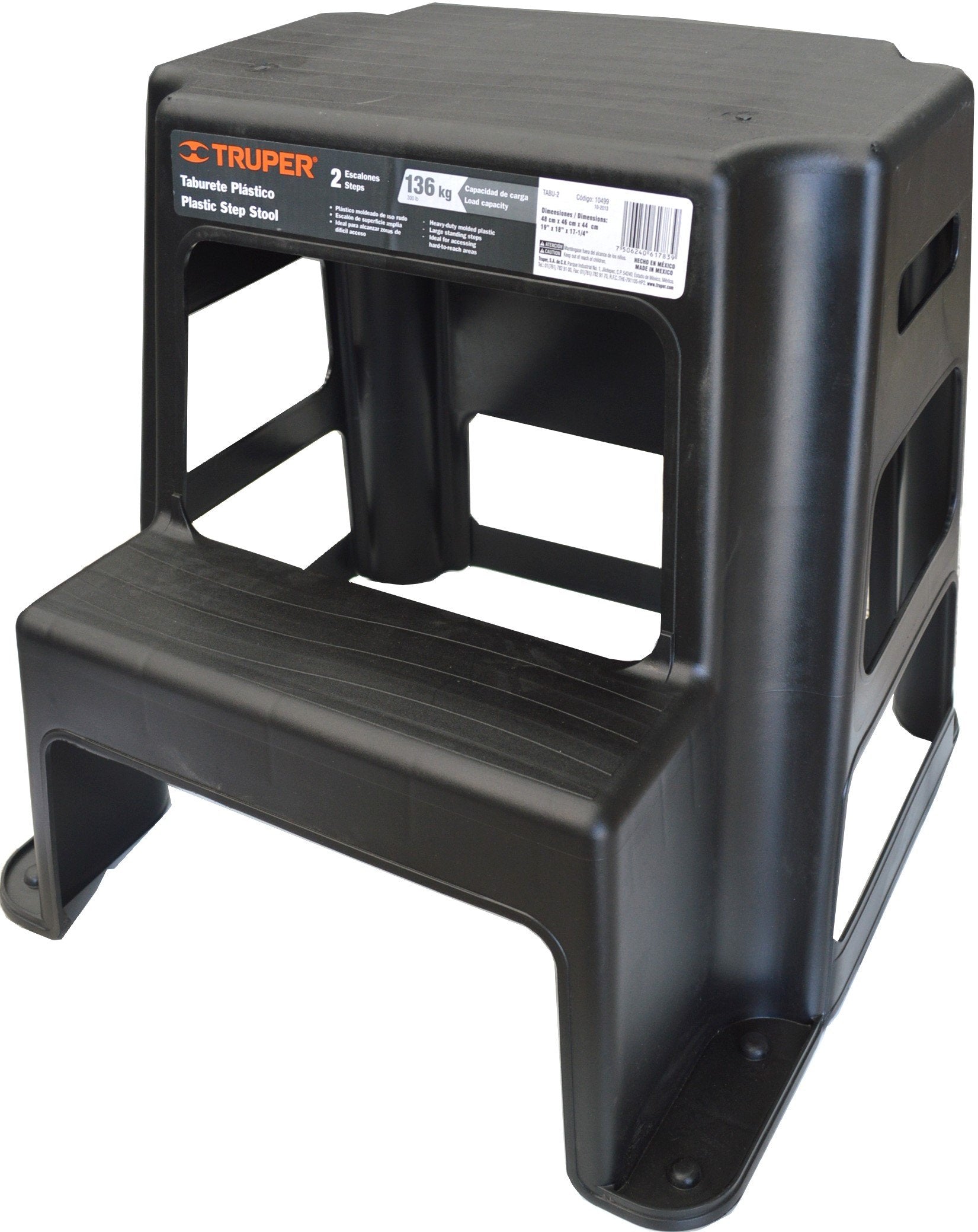 Truper Step Stool - Polypropylene Fixed 2-Step 136kg Capacity