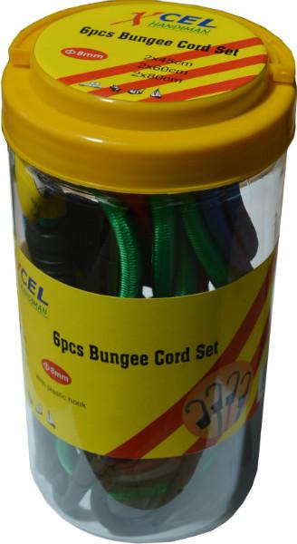 Xcel Bungee Cord Set in Plastic Jar 6-pce 450/600/800mm