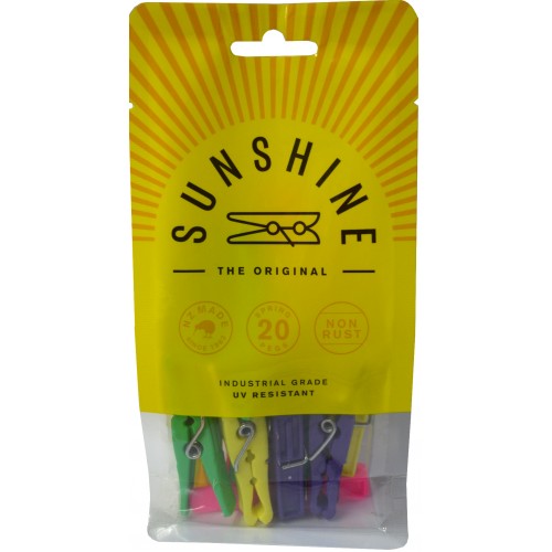 Sunshine Clothes Pegs - Spring Plastic Type 20pce