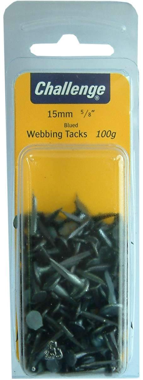 Challenge Webbing Tacks -100gm Blister Pack 15mm