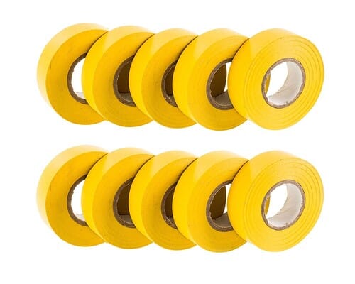 Upgrade PVC insulation Tape 20metre x 18mm Yellow Packet Of 10