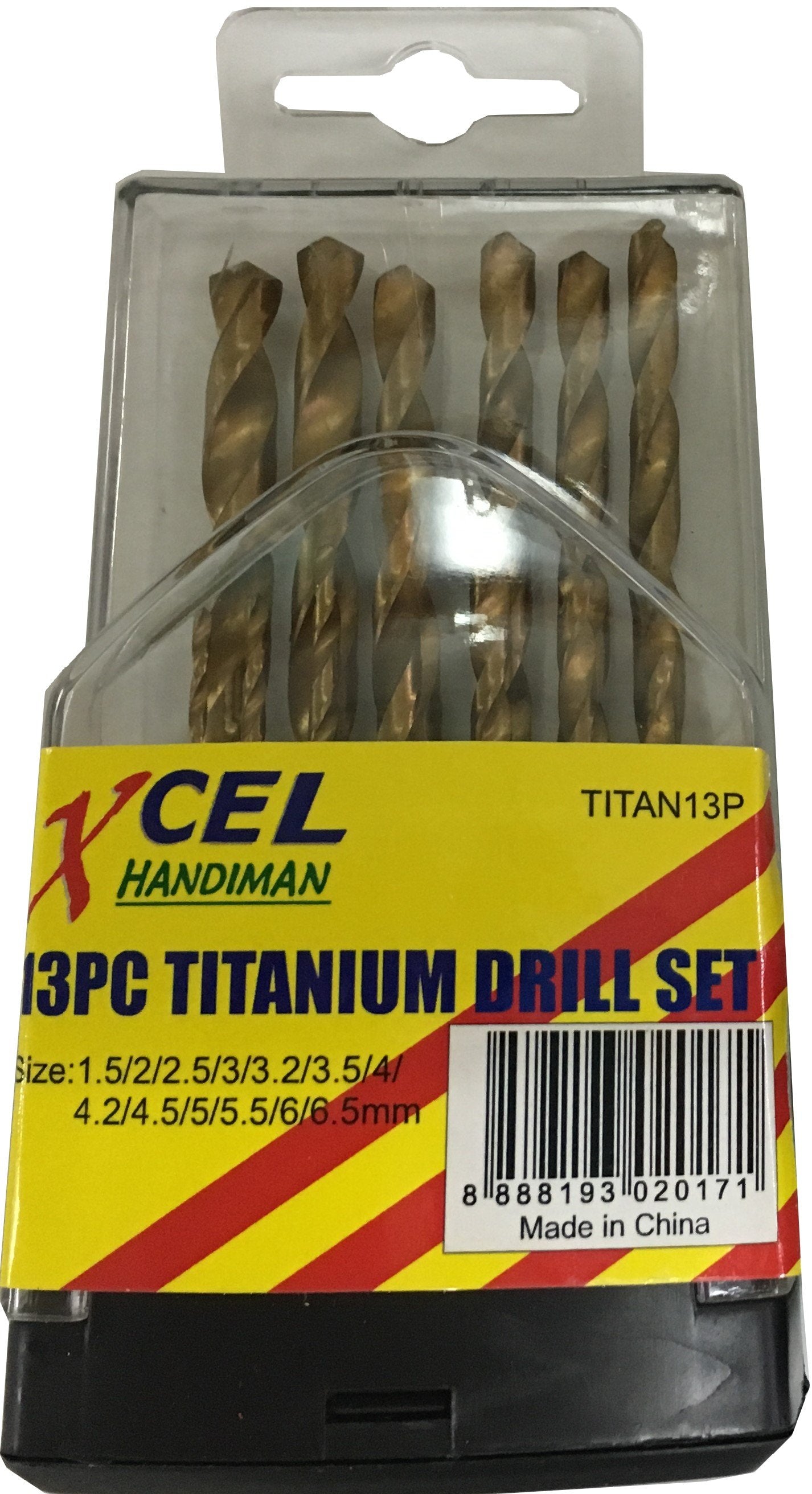 Xcel Drill Set Titanium in Plastic Case 13-pce