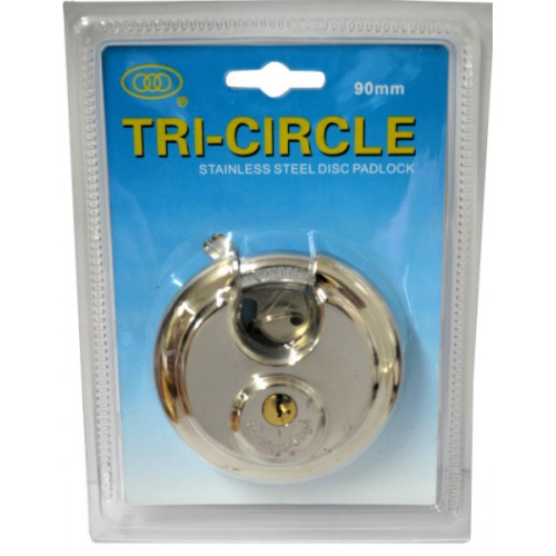 Tri-Circle Padlock - Discus Ptn Stainless Steel #TL990 90mm