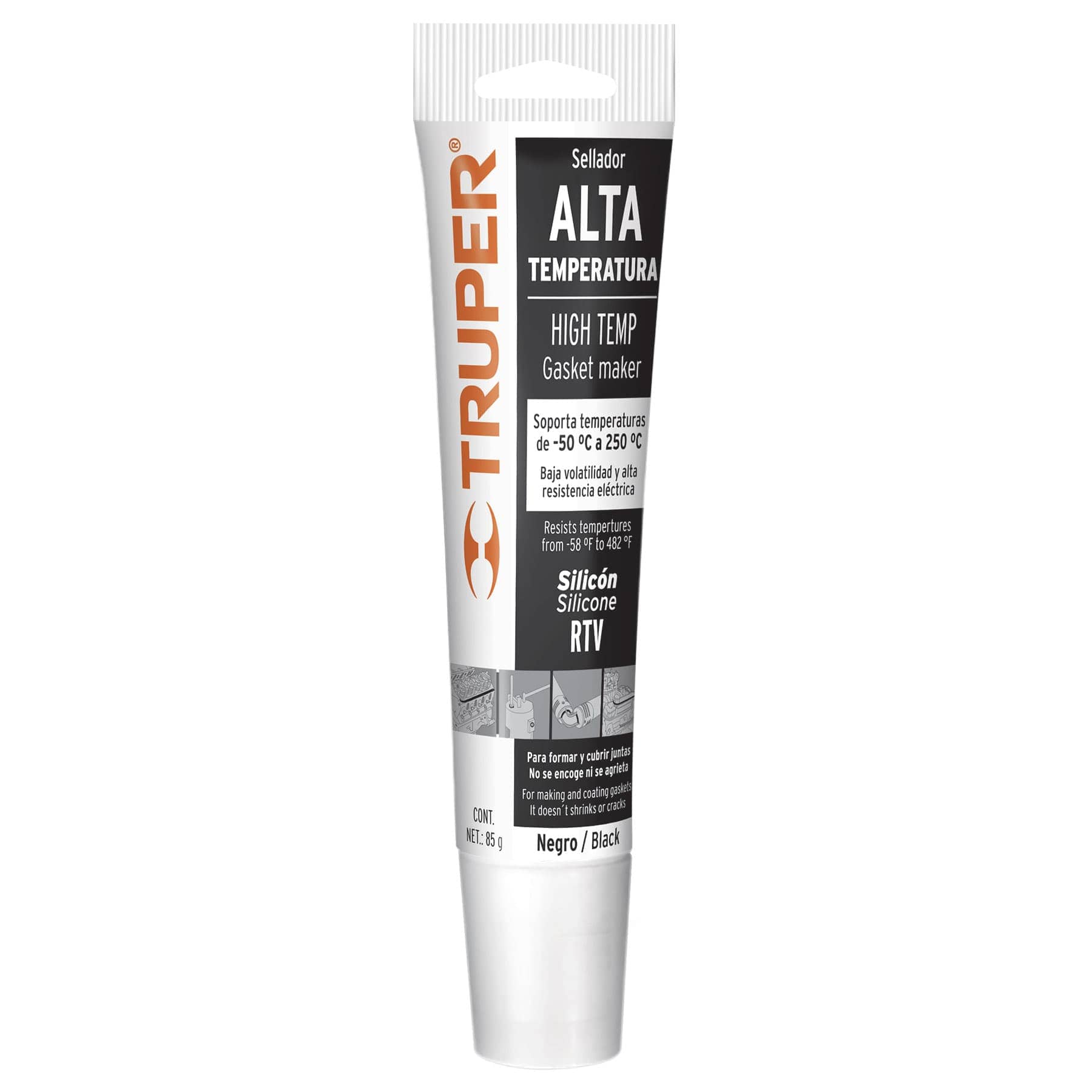 Truper Silicone Sealant Hi-Temp 250c Black 85gm