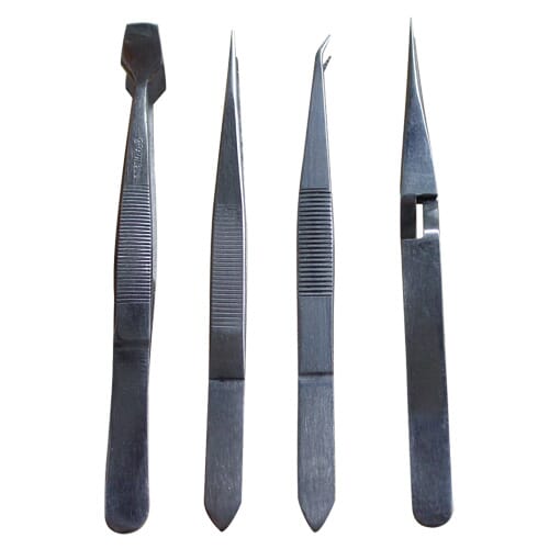 Worldwide 050-15 Tweezer Set 4pc in Wallet Stainless Steel