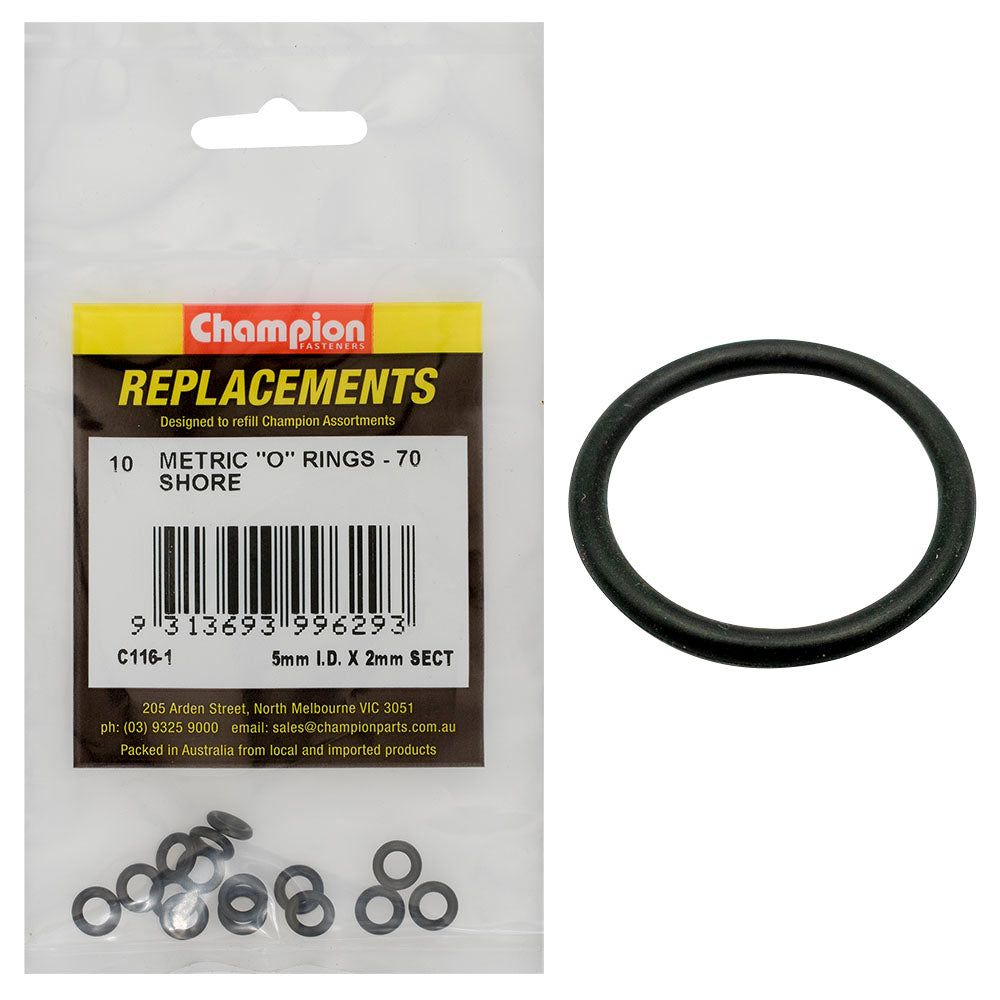 Champion 5mm I.D. X 2mm Metric O-Ring -10Pk