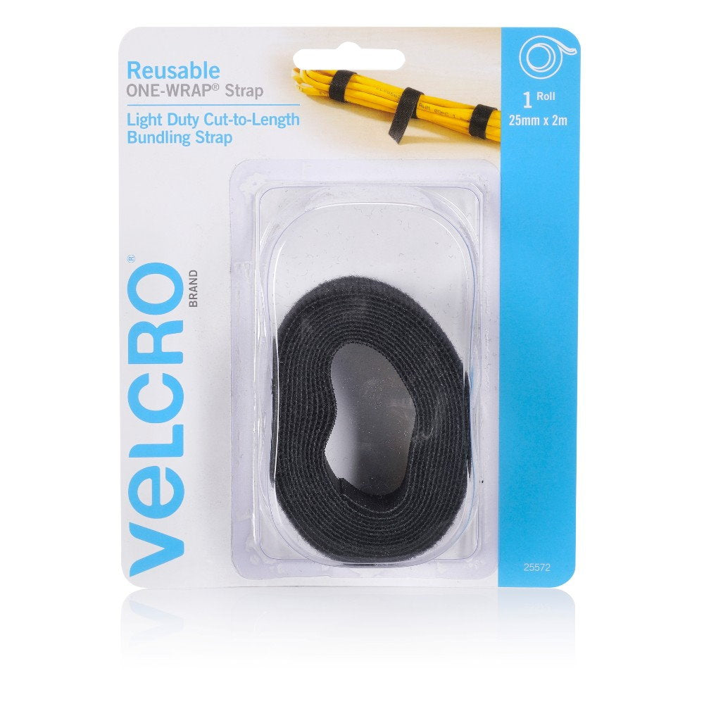 Velcro Reusable Wrap 25mm x 2m Black