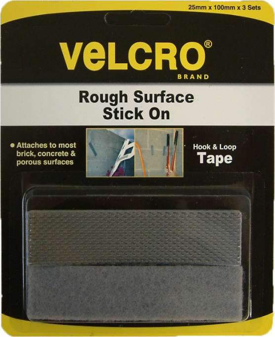 Velcro Heavy Duty Rough Surface Hook & Loop Tape 25mm x 100mm 3-pce